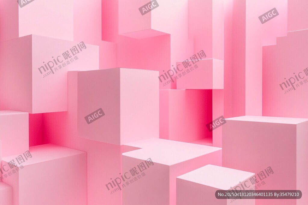 梦幻粉色立体方块背景