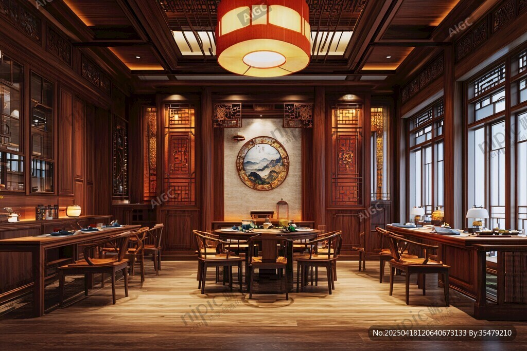 中式典雅餐厅室内空间展示