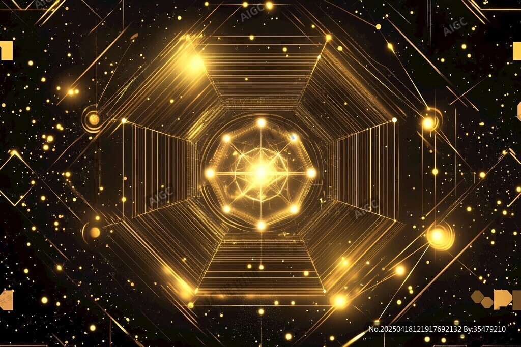 金色科幻宇宙几何光效背景