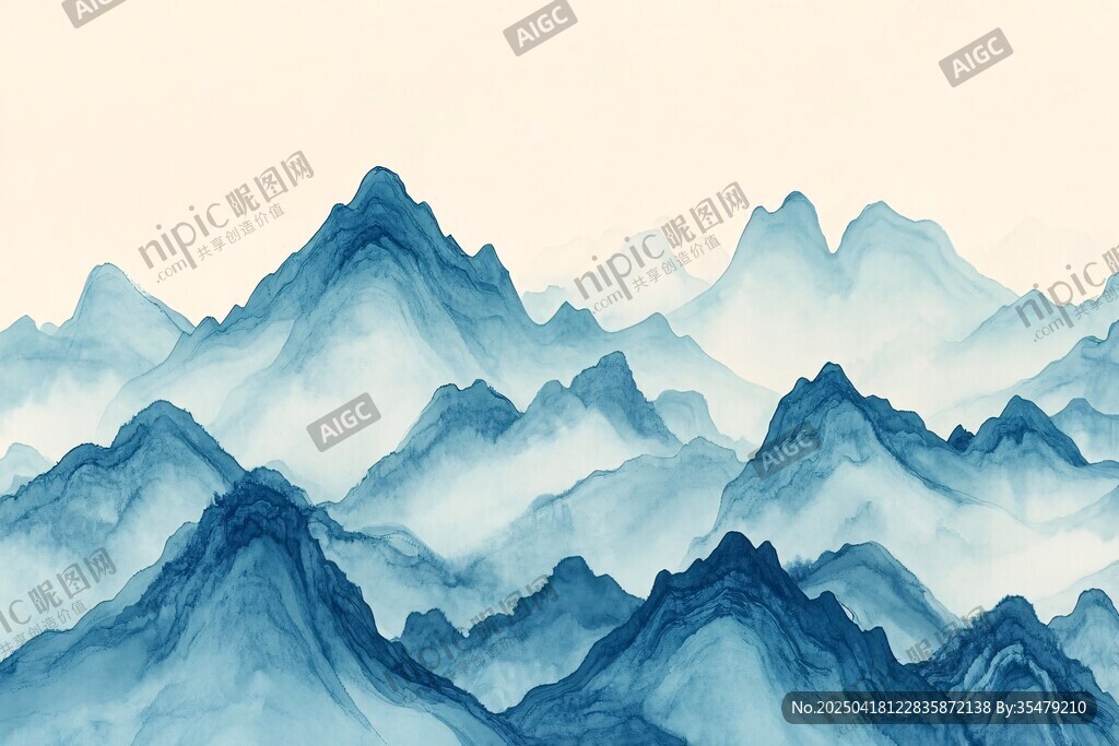 水墨群山 云雾缭绕之景