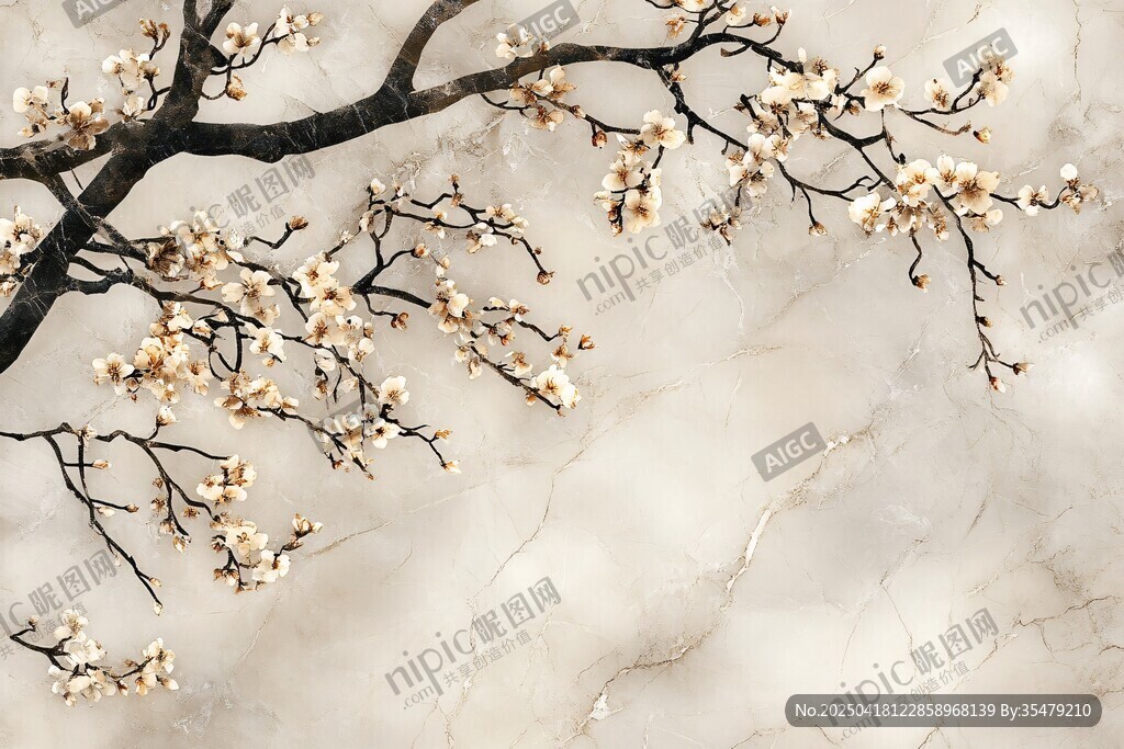 水墨梅花枝 尽显中式雅韵