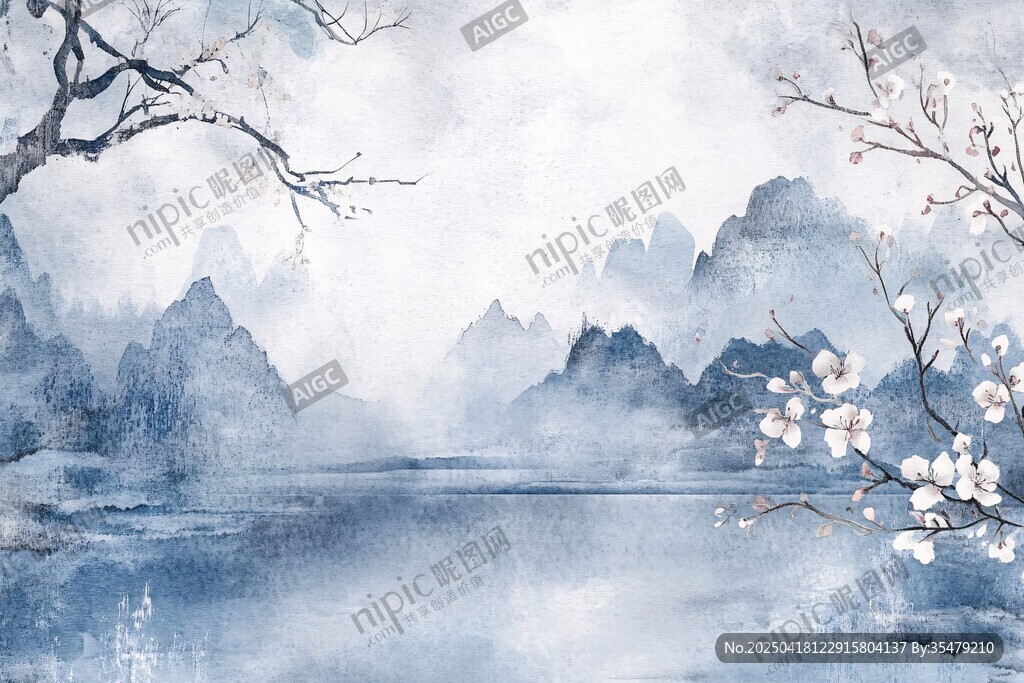 水墨山水间的清雅景致