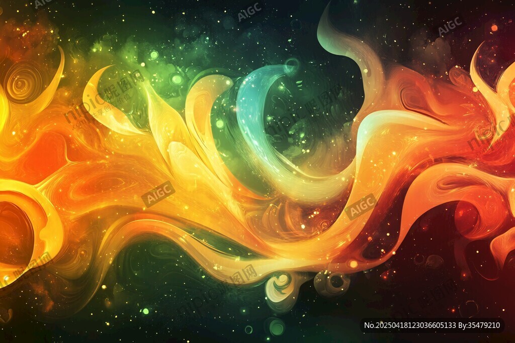 梦幻炫彩火焰抽象艺术画面