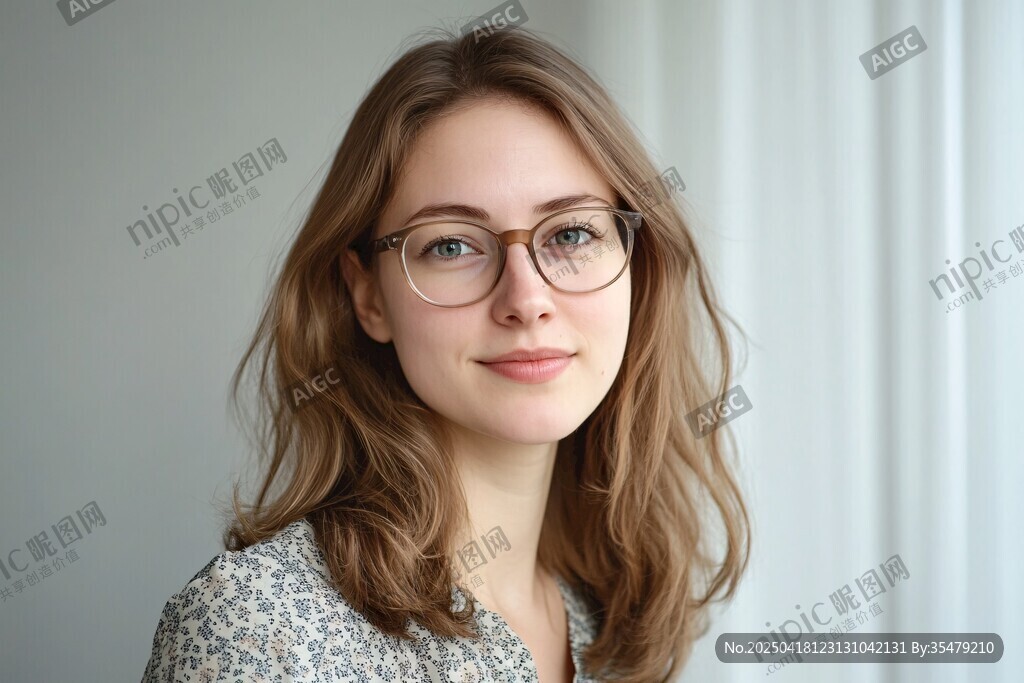 戴眼镜的温柔长发女子