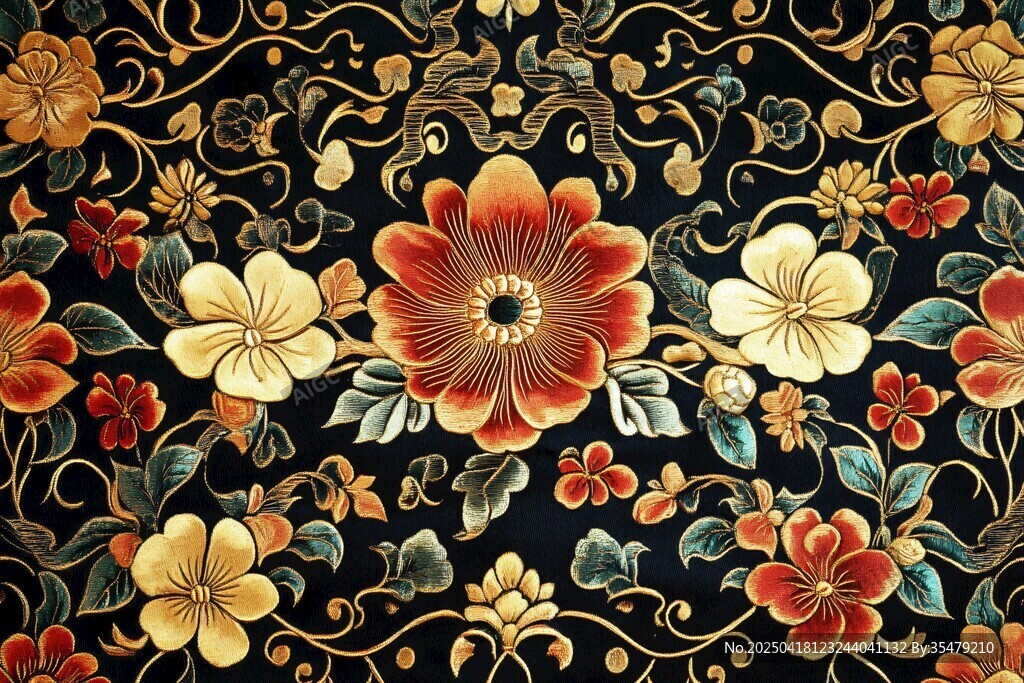 中式复古花卉锦纹图案