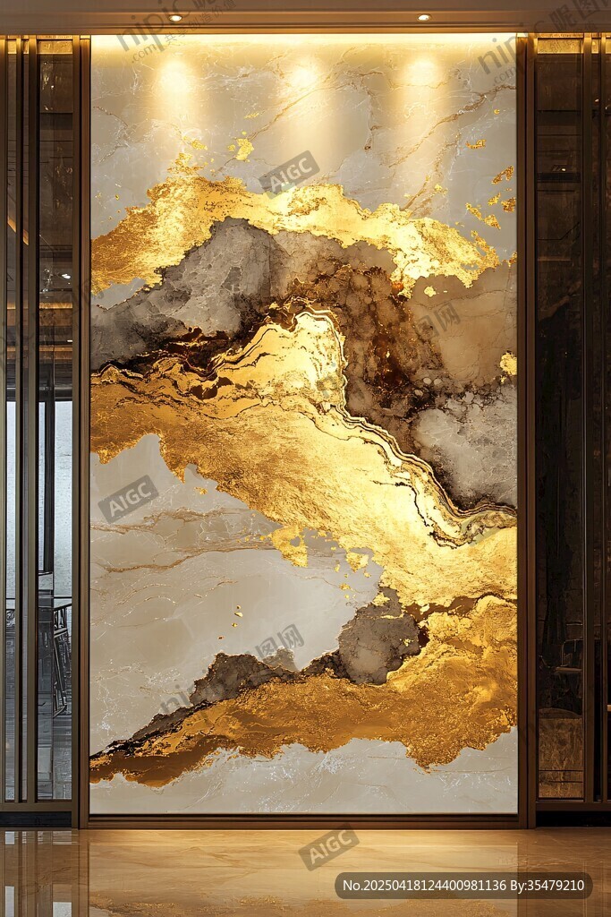 金墨山水玄关装饰画