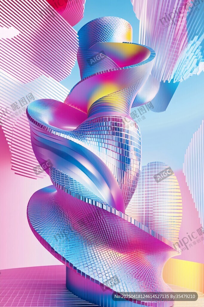 炫彩3D抽象几何艺术造型