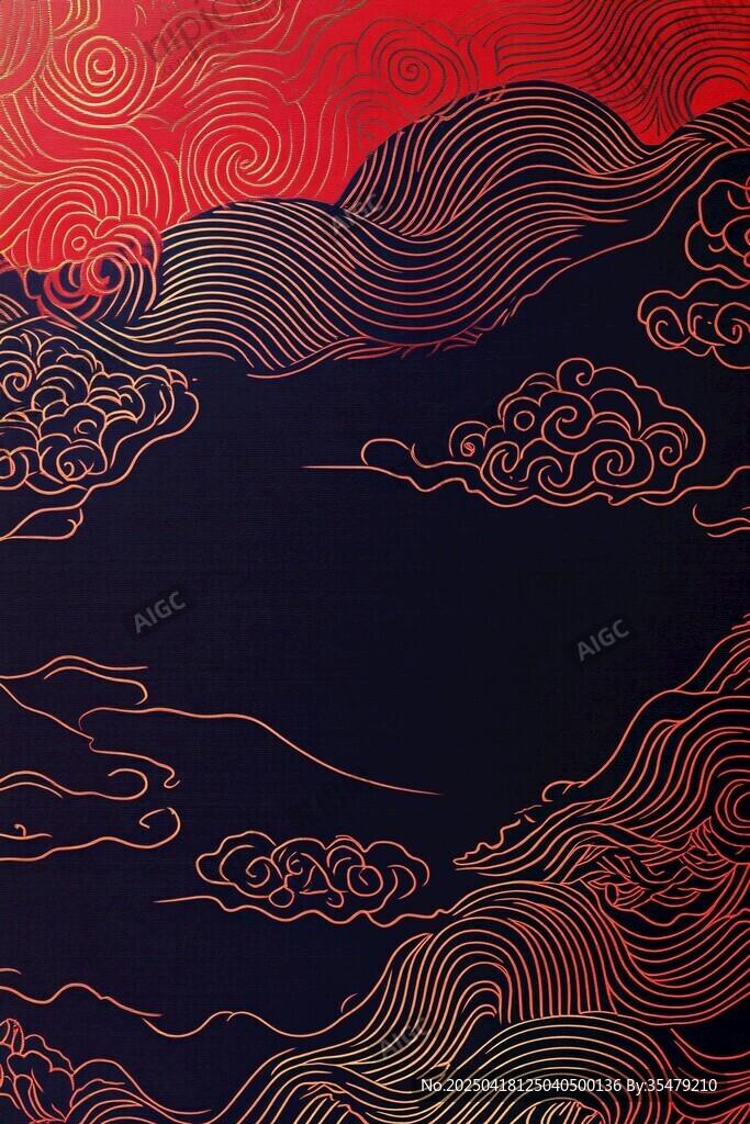 中式古典云纹山水背景图
