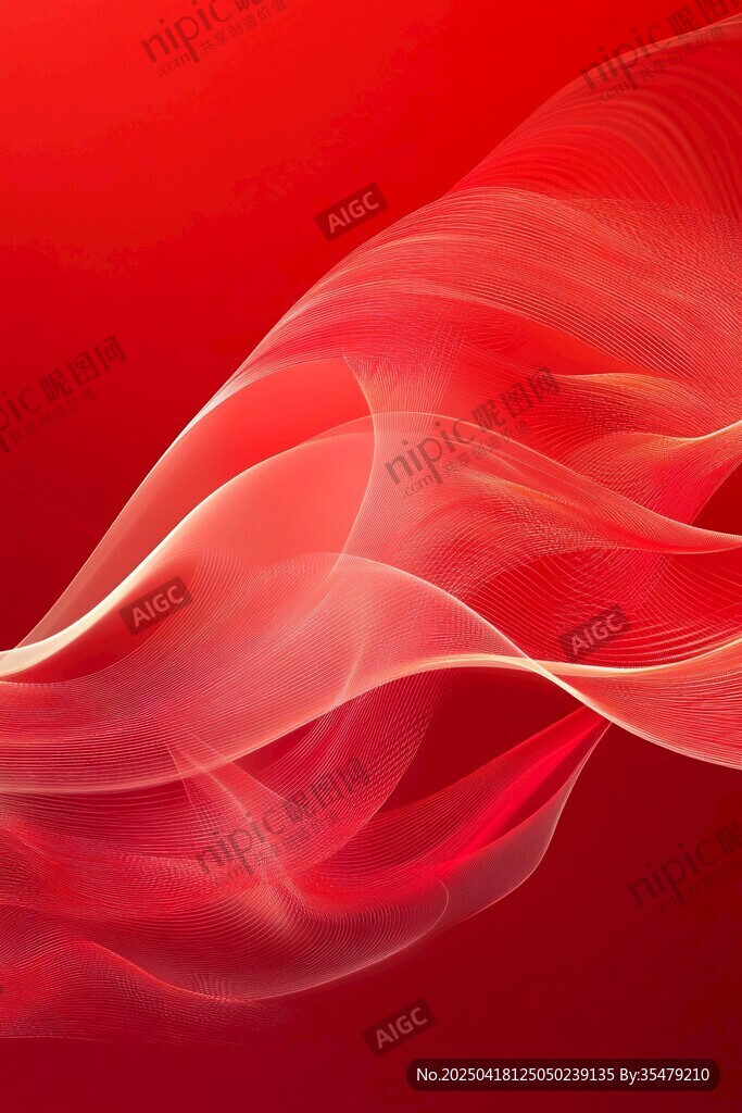 红色飘逸动感线条背景图