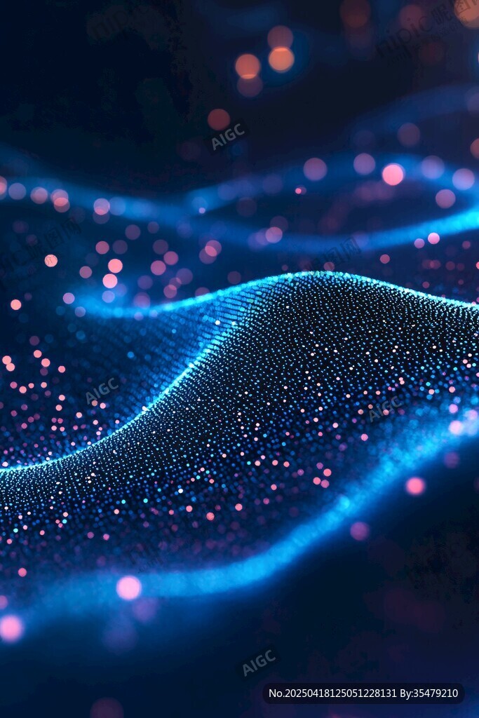 梦幻蓝紫粒子波动背景图