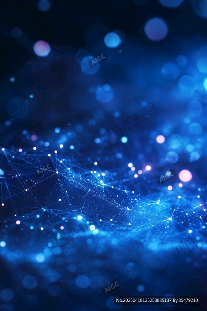 梦幻蓝调科技粒子背景图