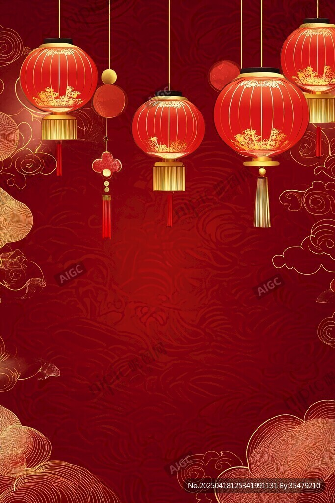 喜庆红灯笼 中式传统背景