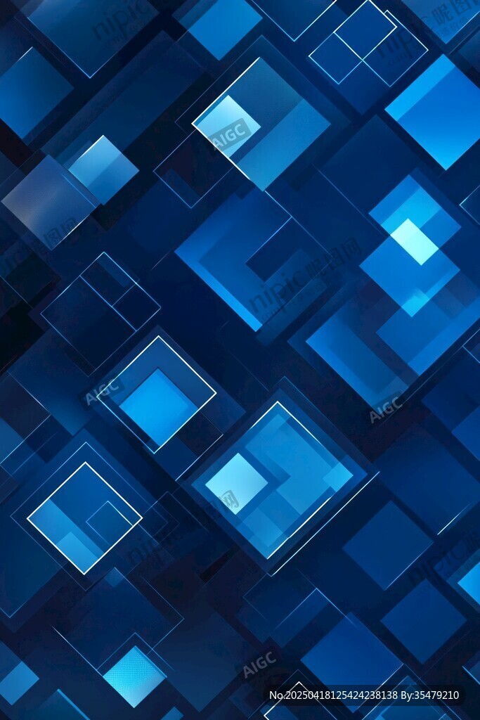 蓝色方块抽象科技背景图