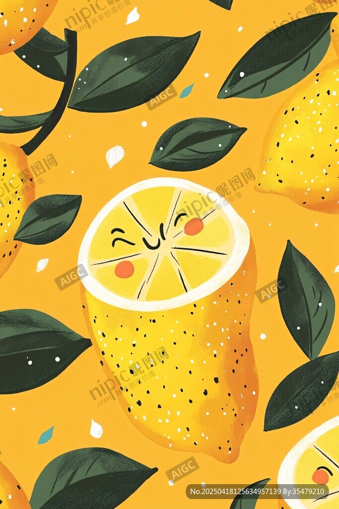 可爱柠檬插画图案背景