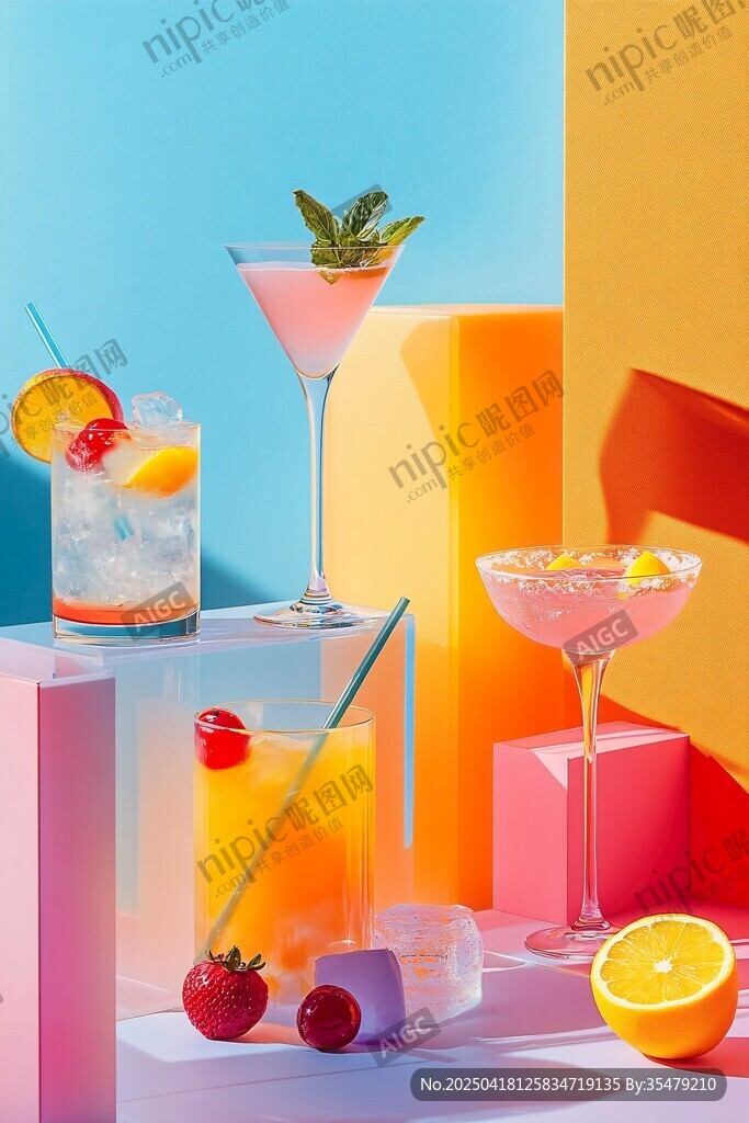 缤纷多彩的创意鸡尾酒组合