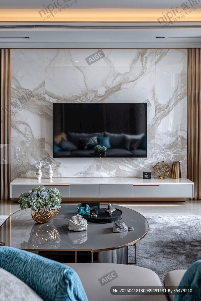 现代轻奢风客厅电视背景墙