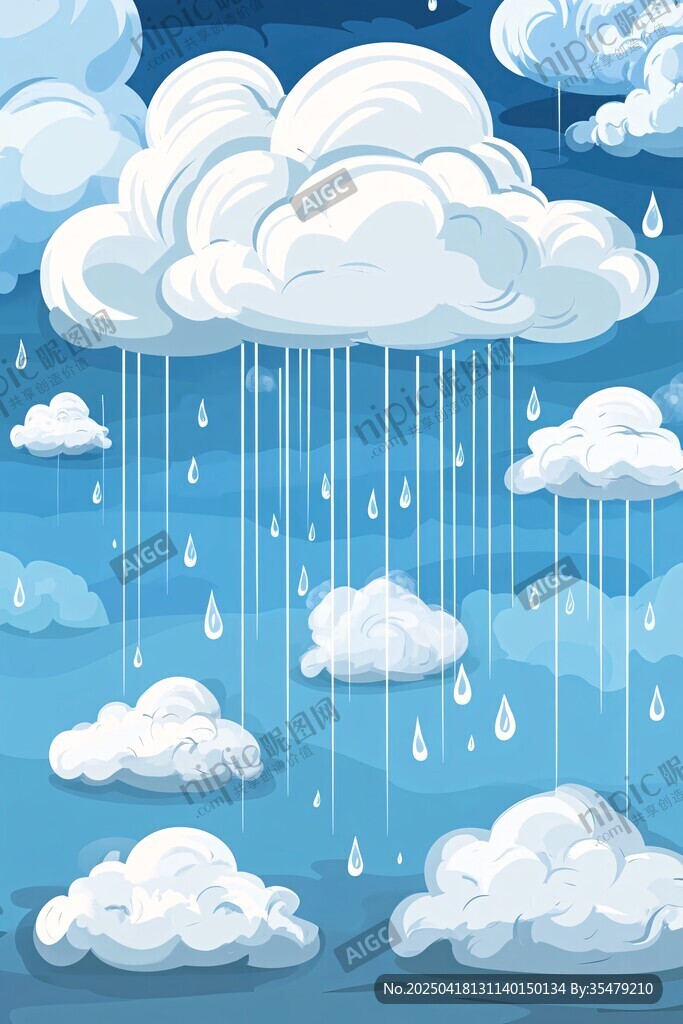 天空中云朵飘洒雨滴景象