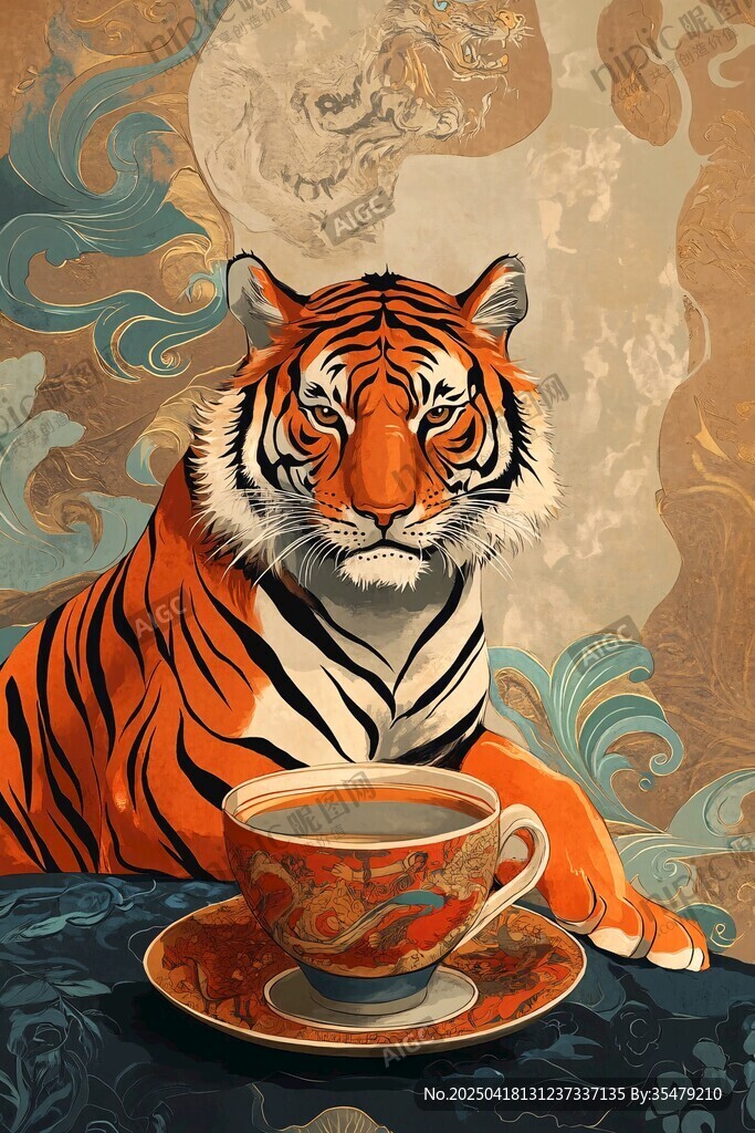 猛虎伴茶 尽显东方雅韵