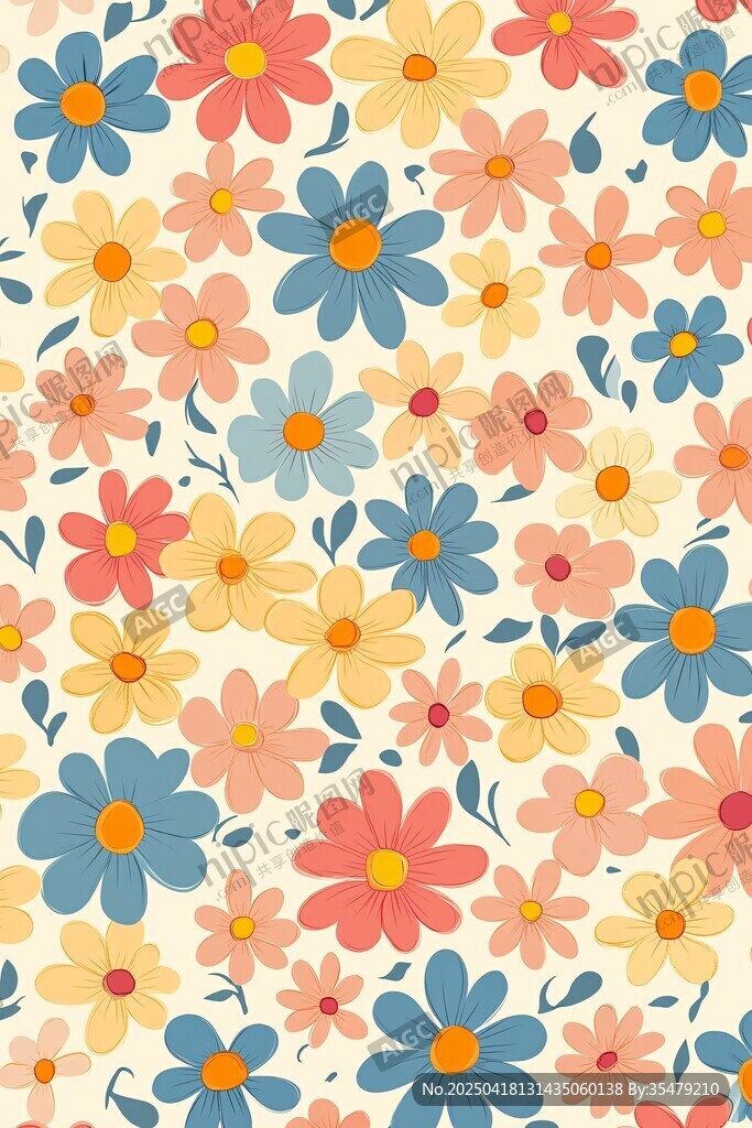 缤纷小雏菊花卉图案背景