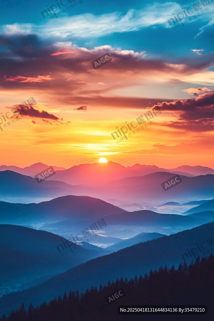 壮丽山间日出美景