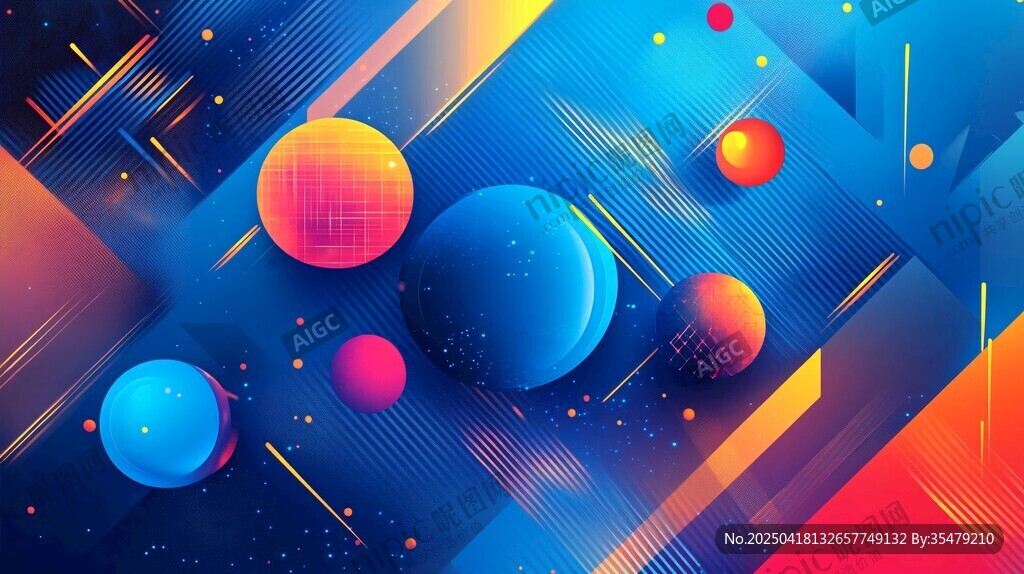 绚丽多彩几何球体背景图