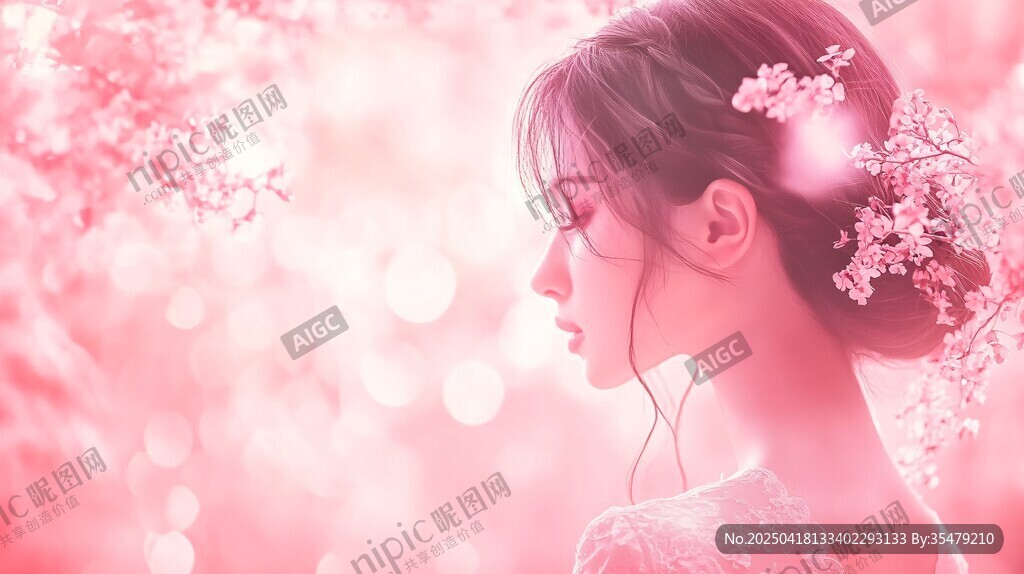 梦幻樱花下的唯美少女