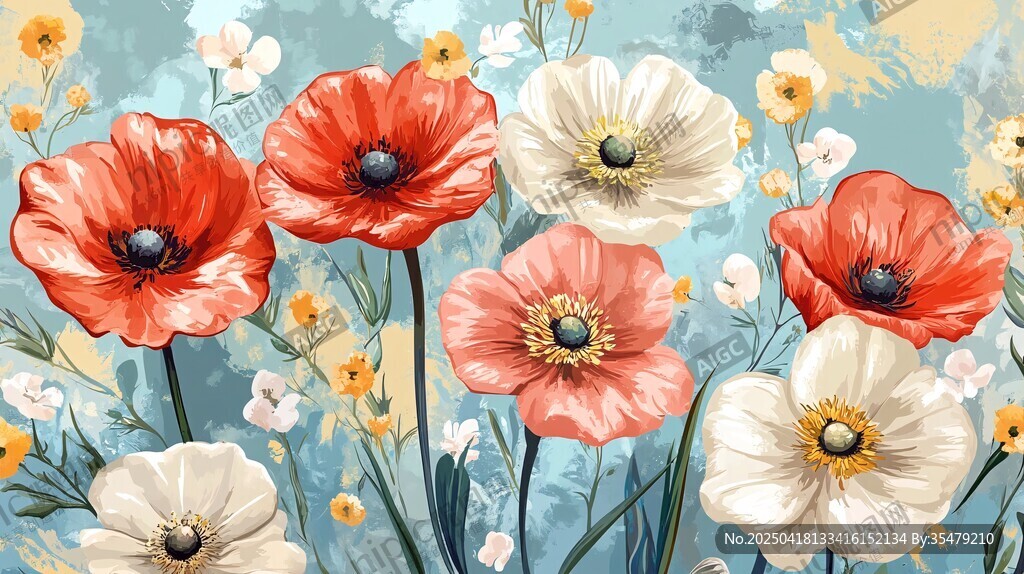 绚丽多彩的花卉插画