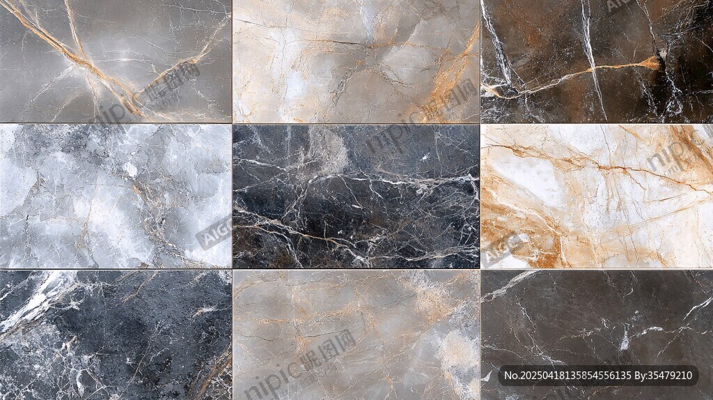 多样大理石纹理瓷砖展示