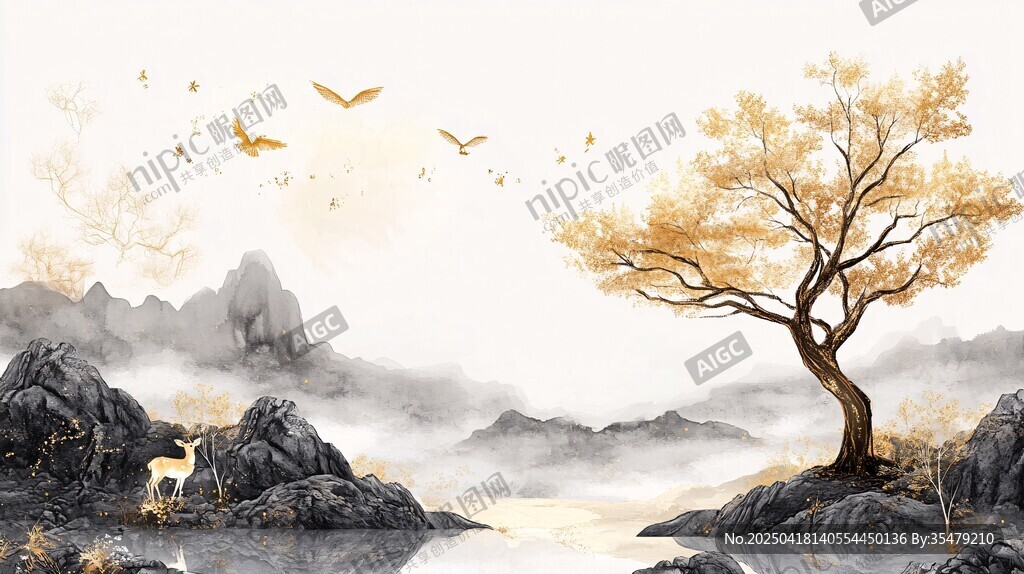 金秋山水间的自然诗意