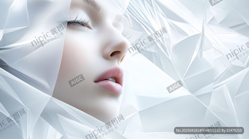 梦幻纸艺下的静谧女性面容