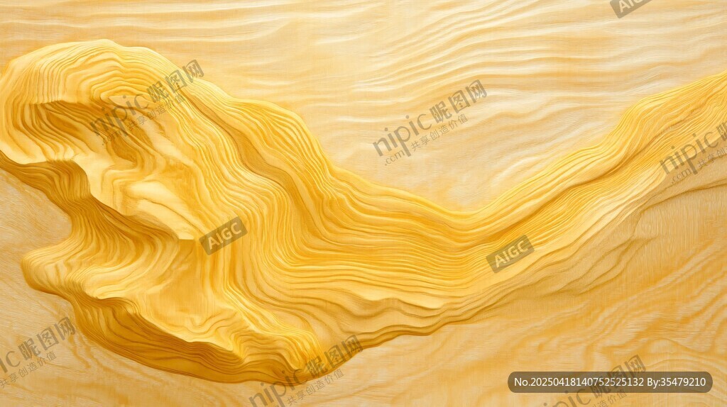 金色流动纹理抽象艺术画面