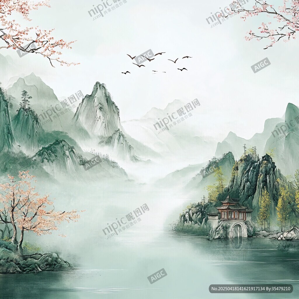 水墨山水间的诗意景致