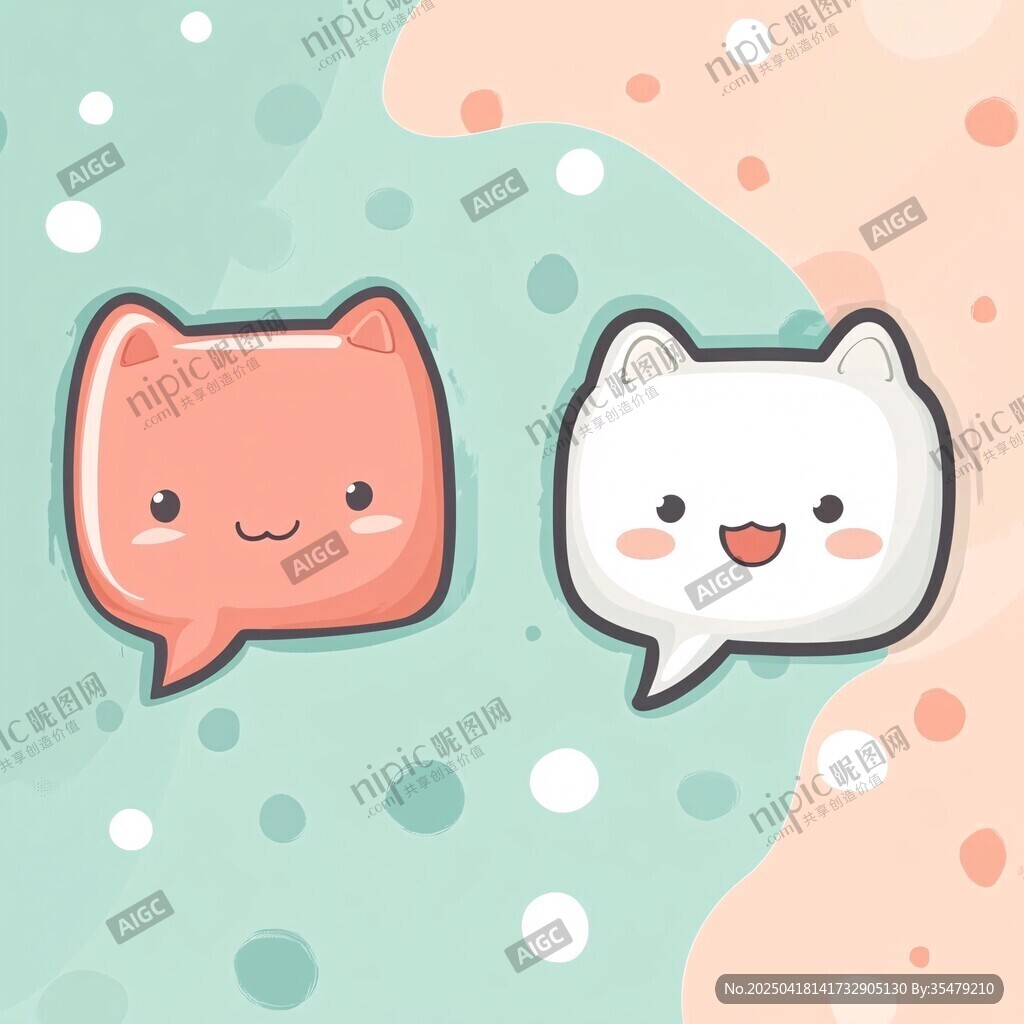 可爱猫咪气泡对话插画
