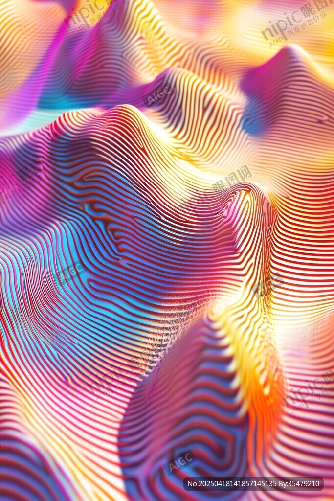 梦幻多彩波纹3D抽象图案