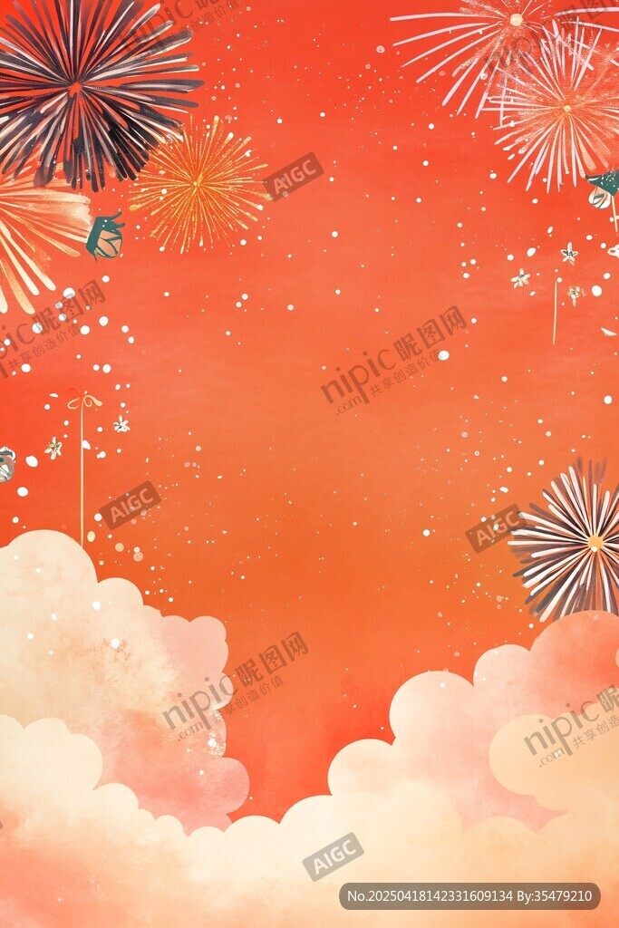 梦幻烟花云景背景图