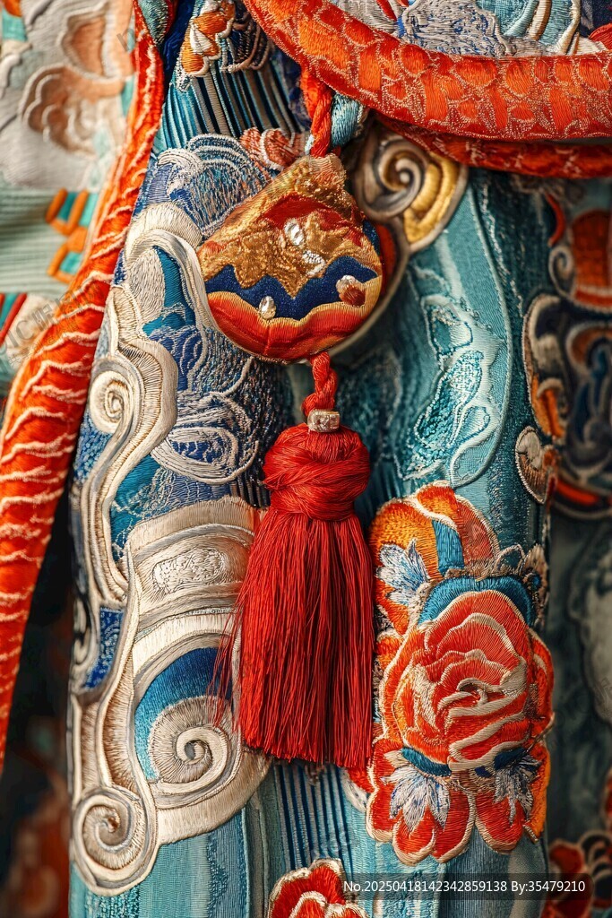 精美戏曲服饰细节特写
