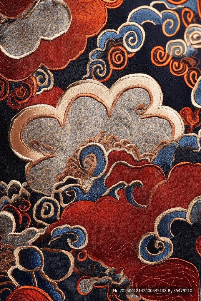中式传统云纹刺绣图案