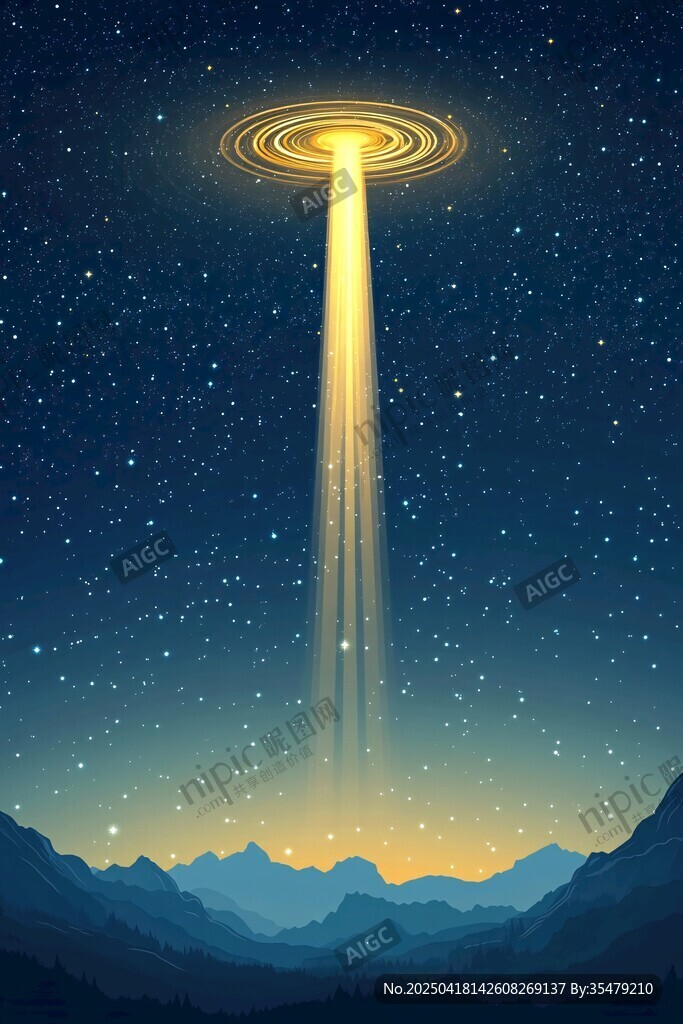夜空中的神秘UFO光束