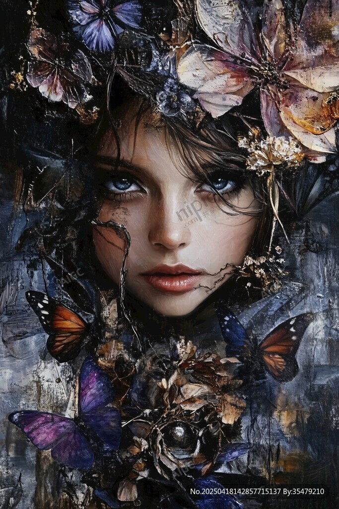 蝶舞花丛中的梦幻少女