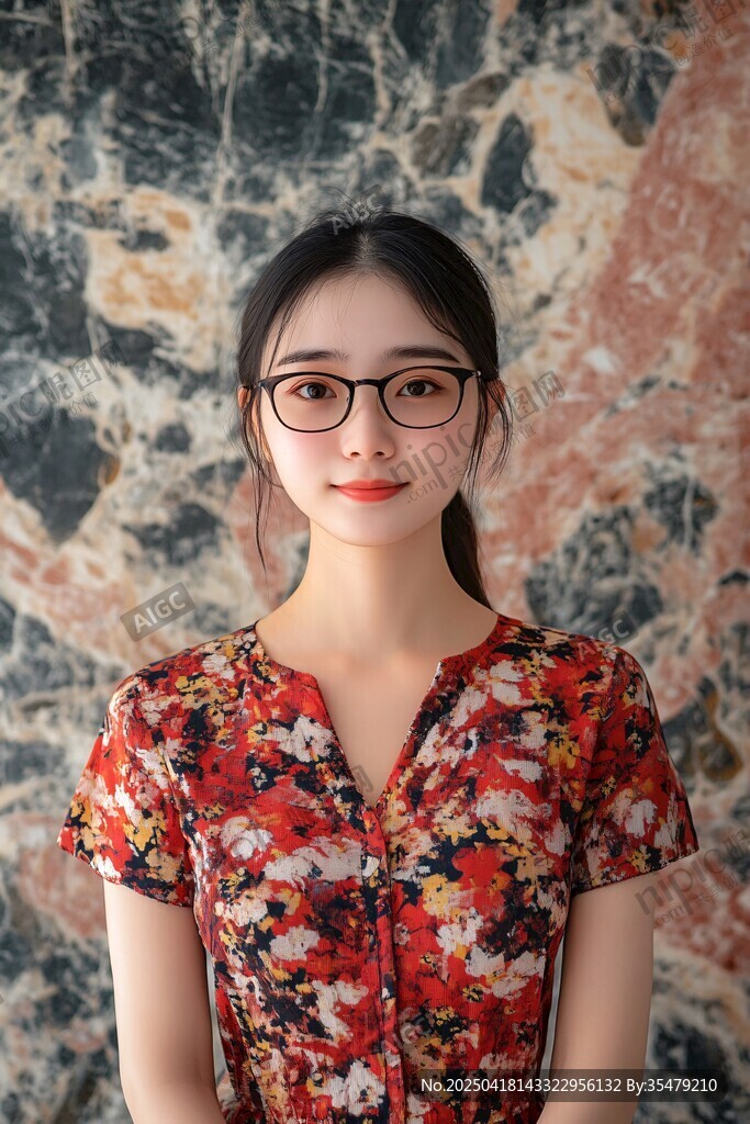 戴眼镜的碎花衣年轻女子