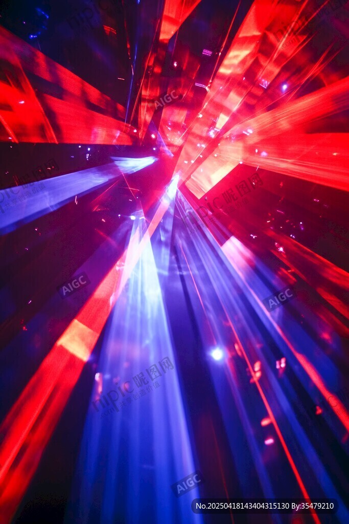 炫彩红蓝光线科幻隧道