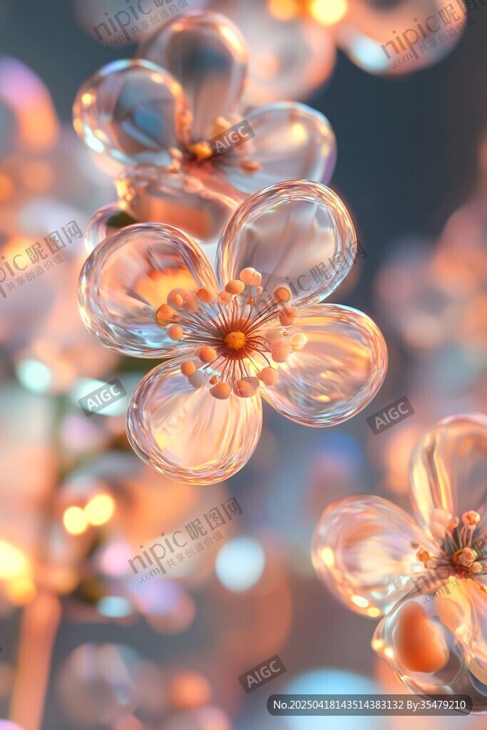 梦幻透明花朵绽放瞬间