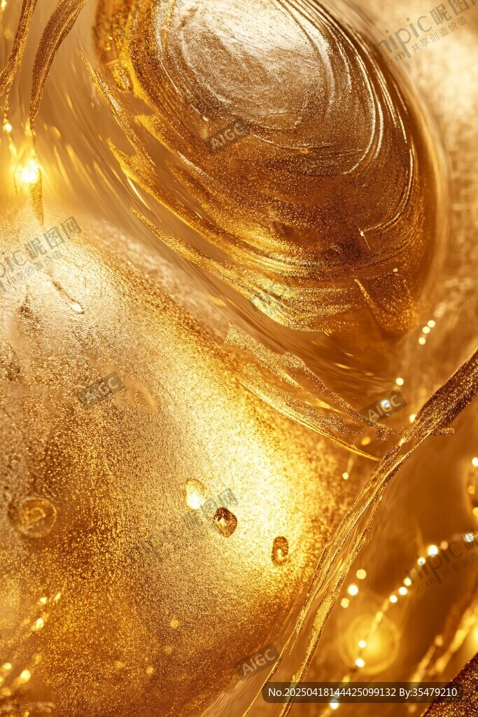 金色流体纹理梦幻画面