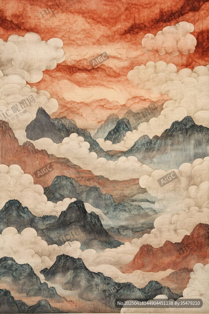 云海环绕的壮丽山峦