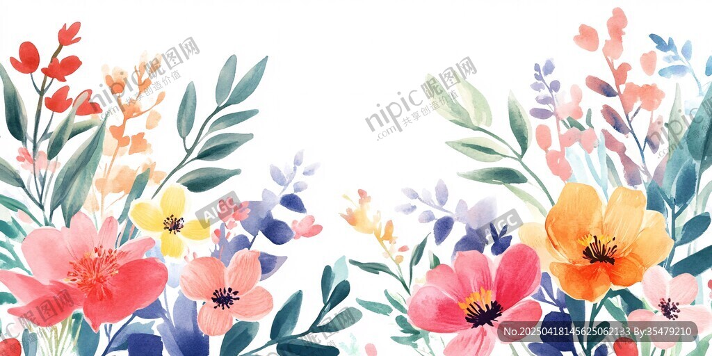 水彩花卉边框图案设计