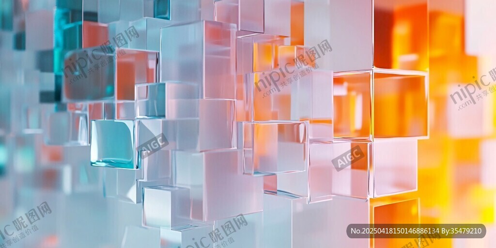 多彩透明立方体背景图