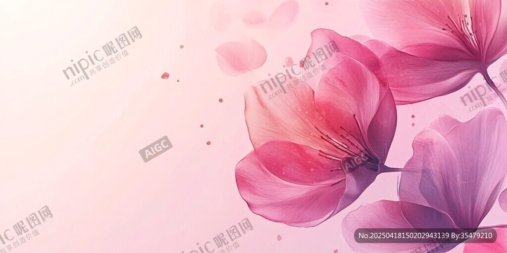 梦幻粉色花卉水彩背景图