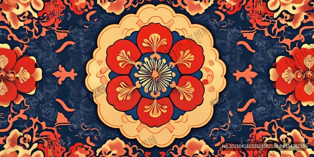 中式传统花卉图案纹饰