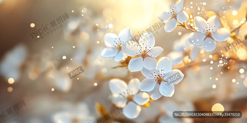 梦幻白樱花绽放的美丽瞬间