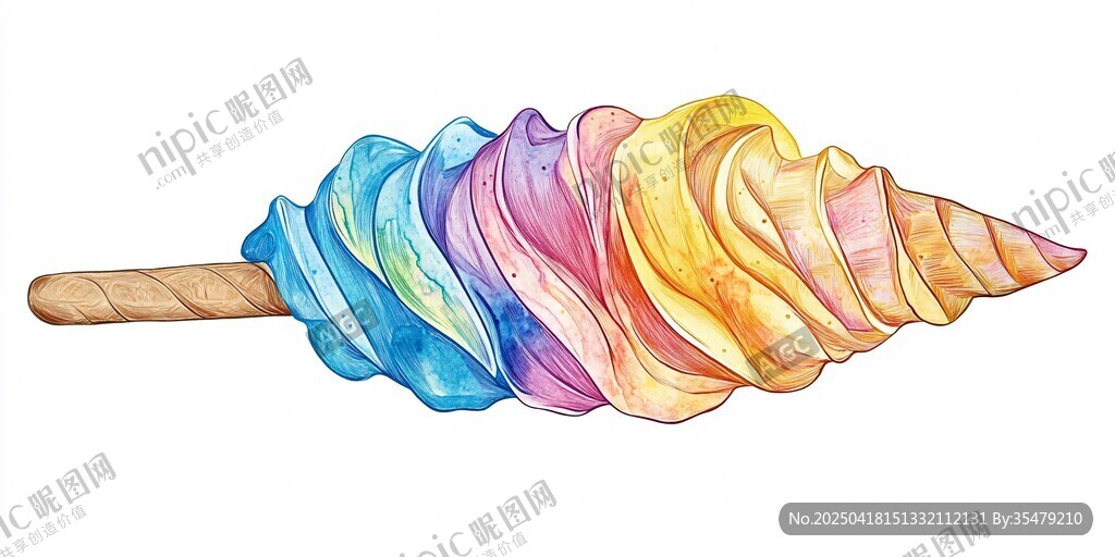 梦幻多彩冰淇淋插画